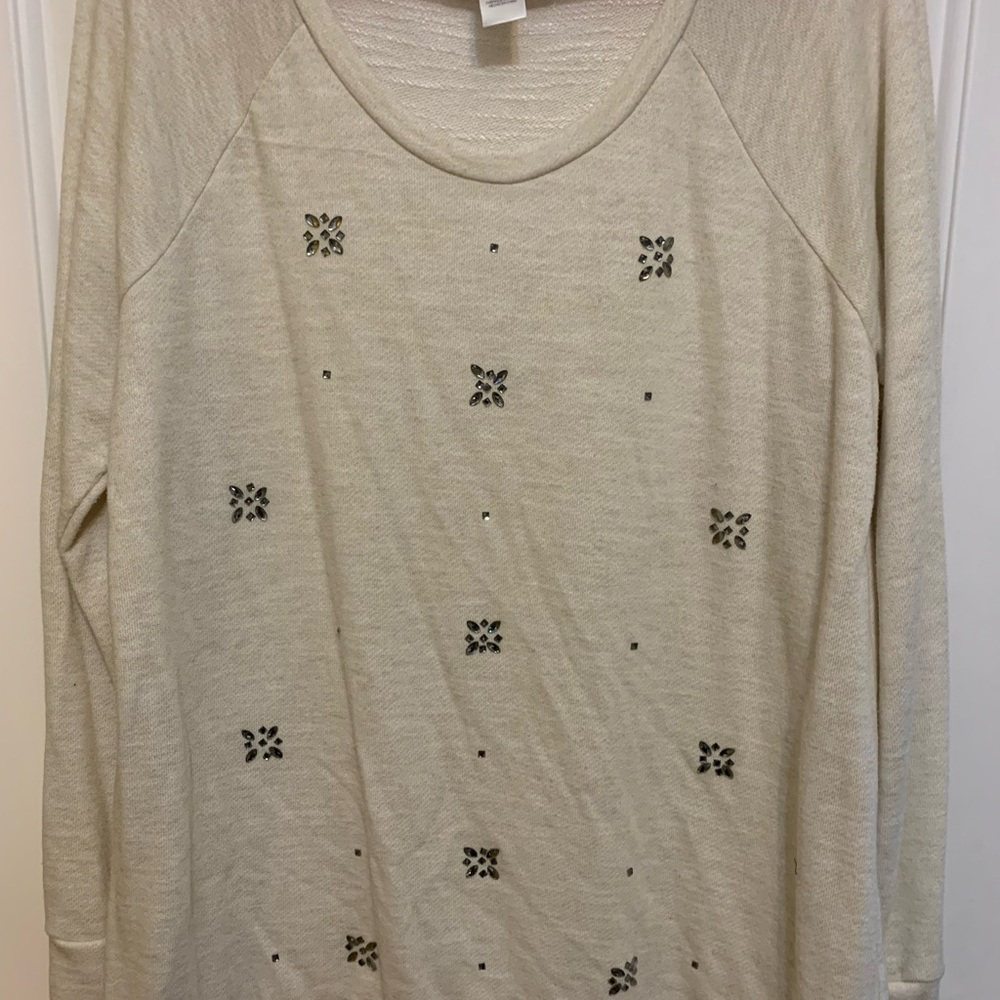 Motherhood Maternity Embellished Beige Sweater Size L